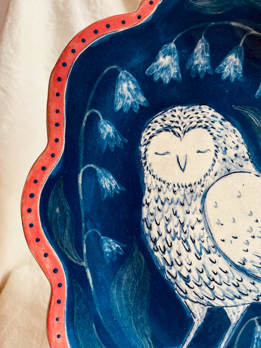 Louise Hick - Stoneware scalloped hand painted plate