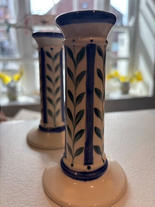 Florrie & Wren - Ceramic Blue Vine Candlestick