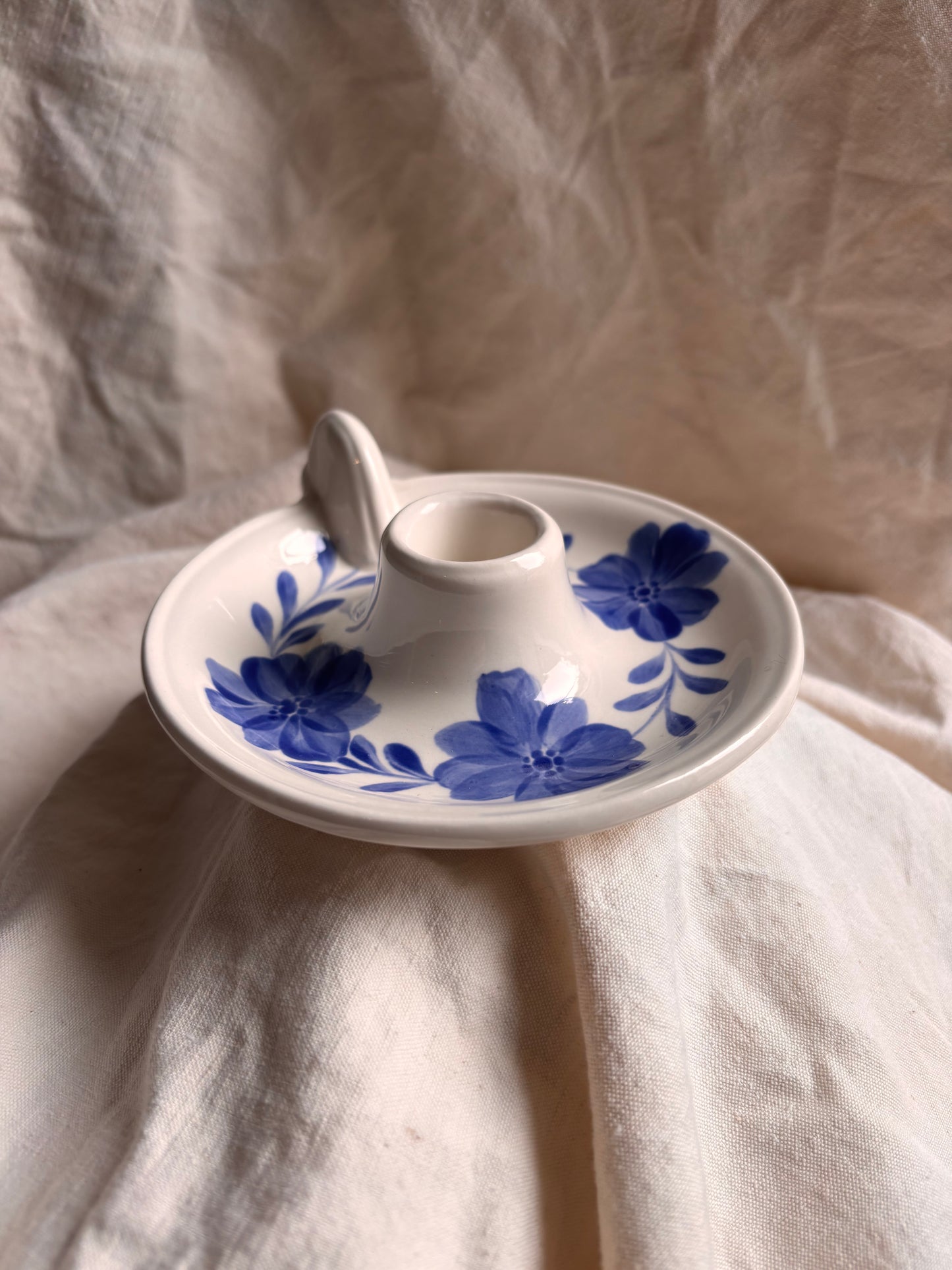 Florrie & Wren - Ceramic Blue Flower Candlestick