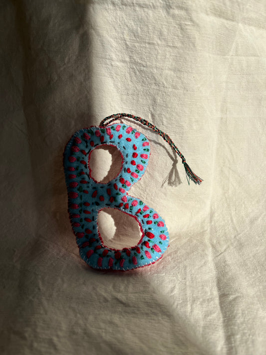 Laura May - Hand-embroidered Alphabet Letter - Christmas Decoration