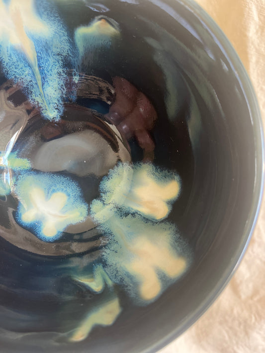 Ceramics by Kat - Storm Honey Flowers Porridge Bowl