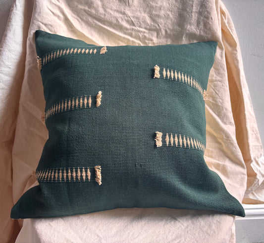 Senyu- Handwoven Cushion in Forest Green