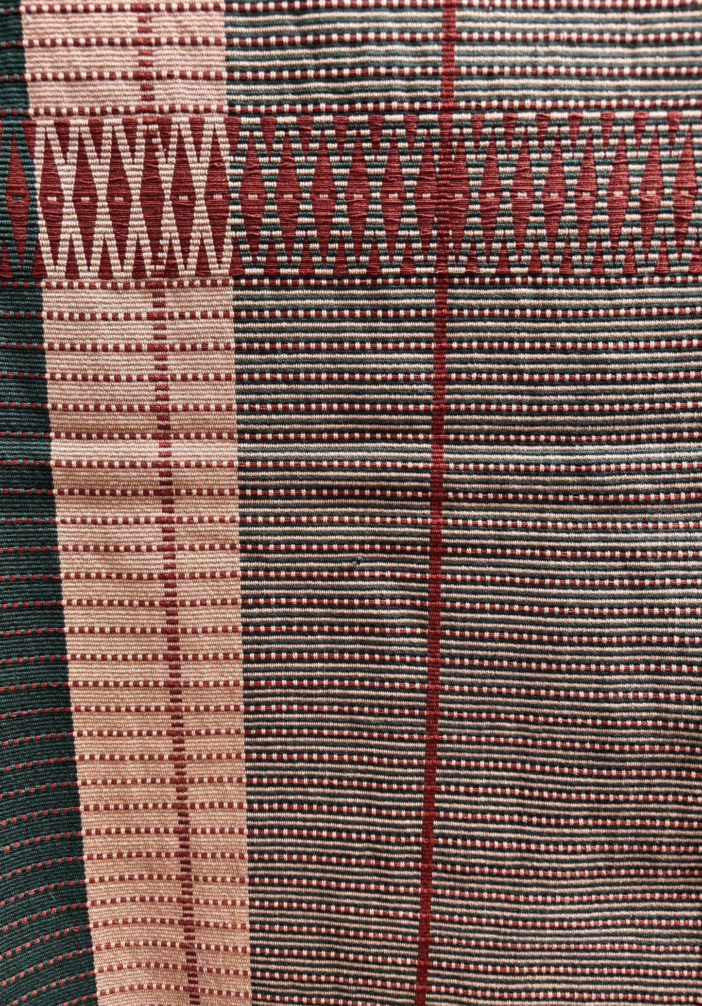 Senyu - Handwoven Extra Large Table Runner - Dusky Rose, Burgundy & Green