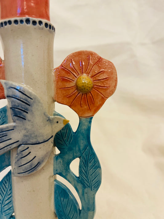 Louise Hick Ceramics - Single Stem Bird Candle Holder
