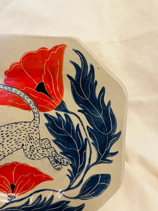 Louise Hick - Stoneware Octagon hand painted plate