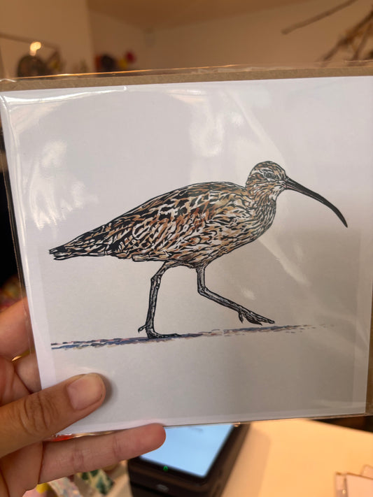 Sarah Cemmick - Lino Cut Art Card - Curlew