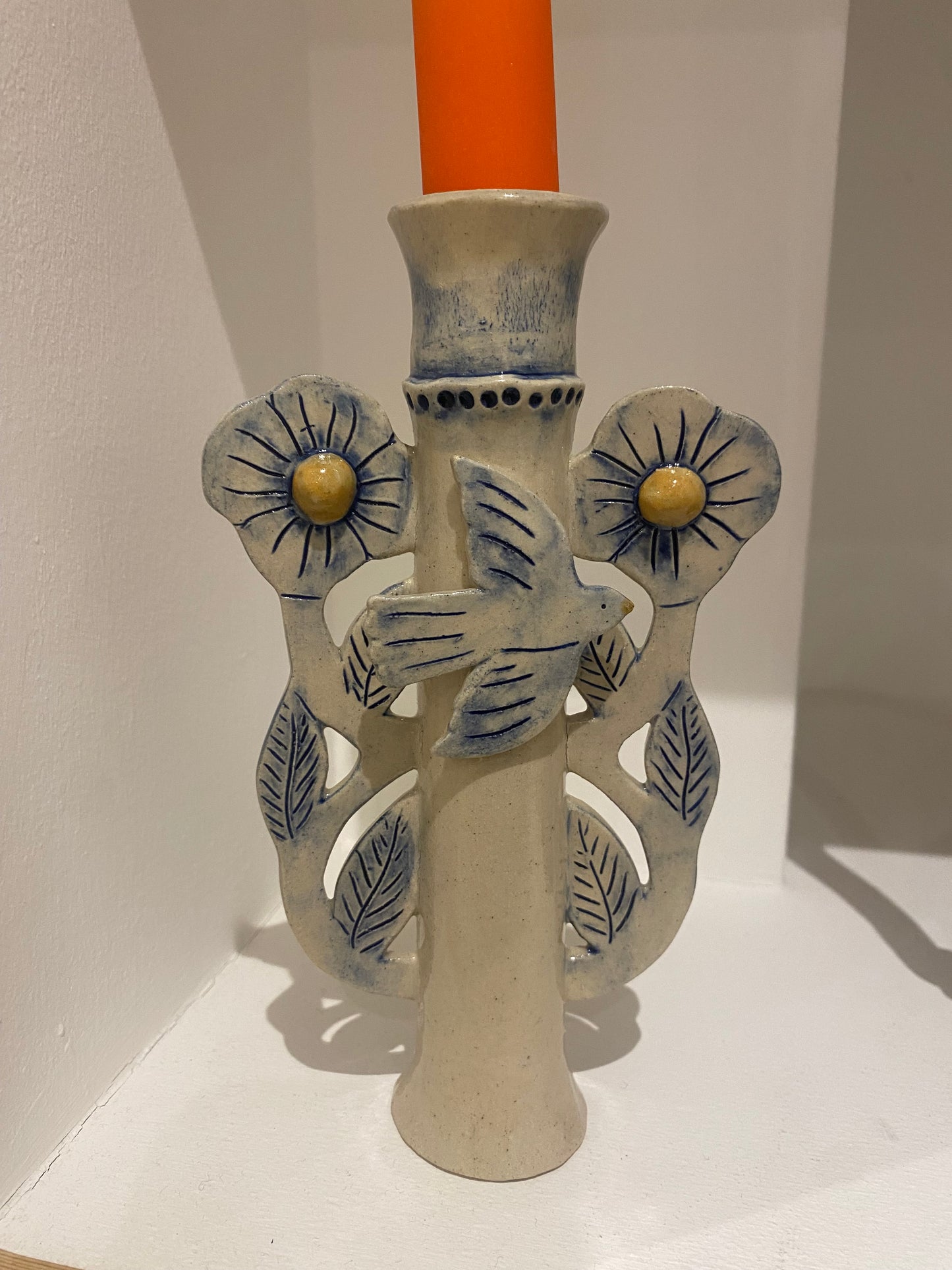 Louise Hick Ceramics - Single Stem Bird Candle Holder