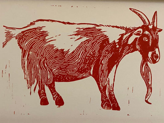 Wild North Linocut Print 'Bearded Goat'