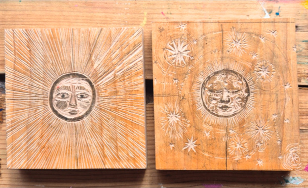 Wild North handprinted woodcut 'Moon Spirit'