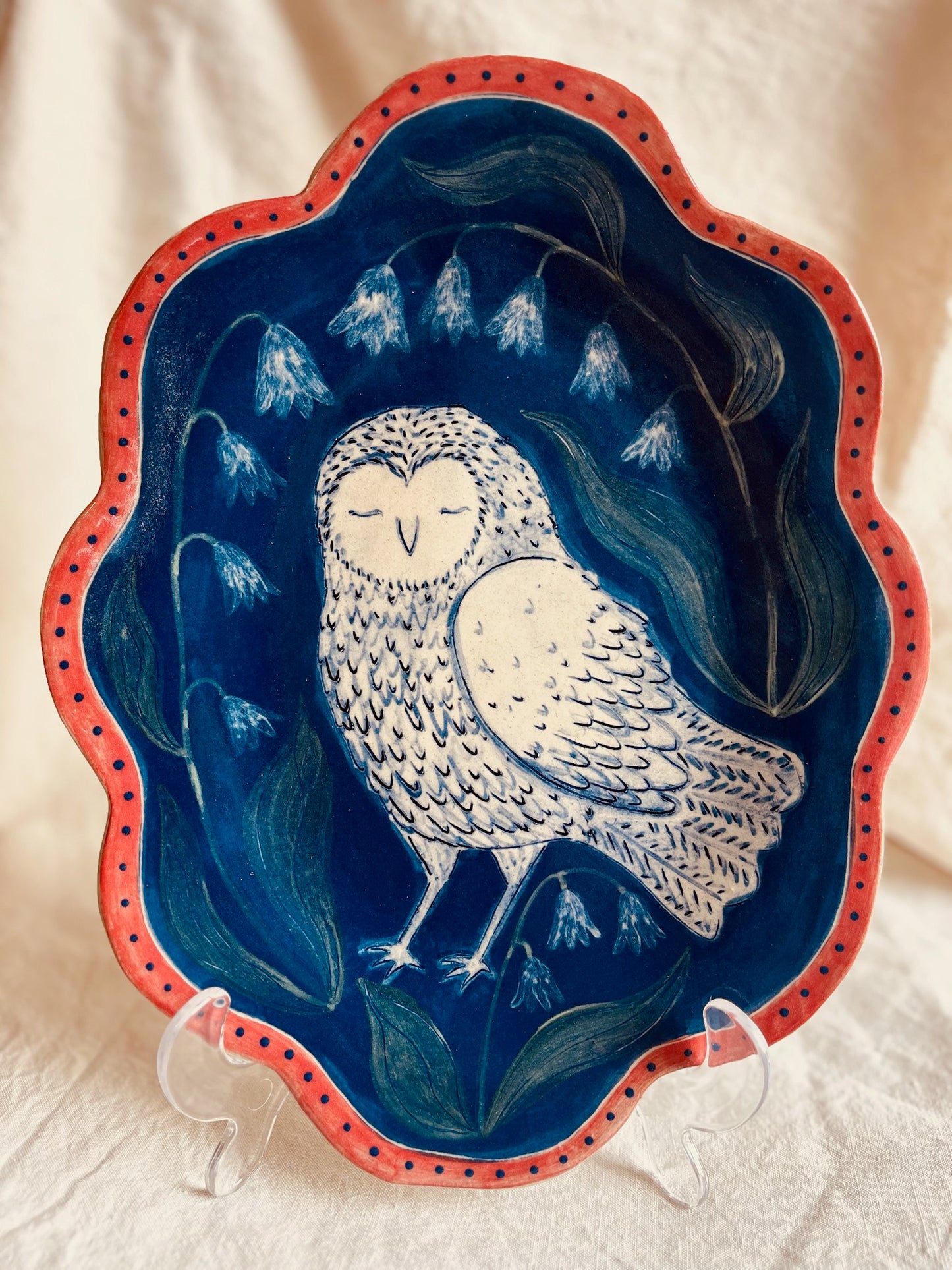 Louise Hick - Stoneware scalloped hand painted plate
