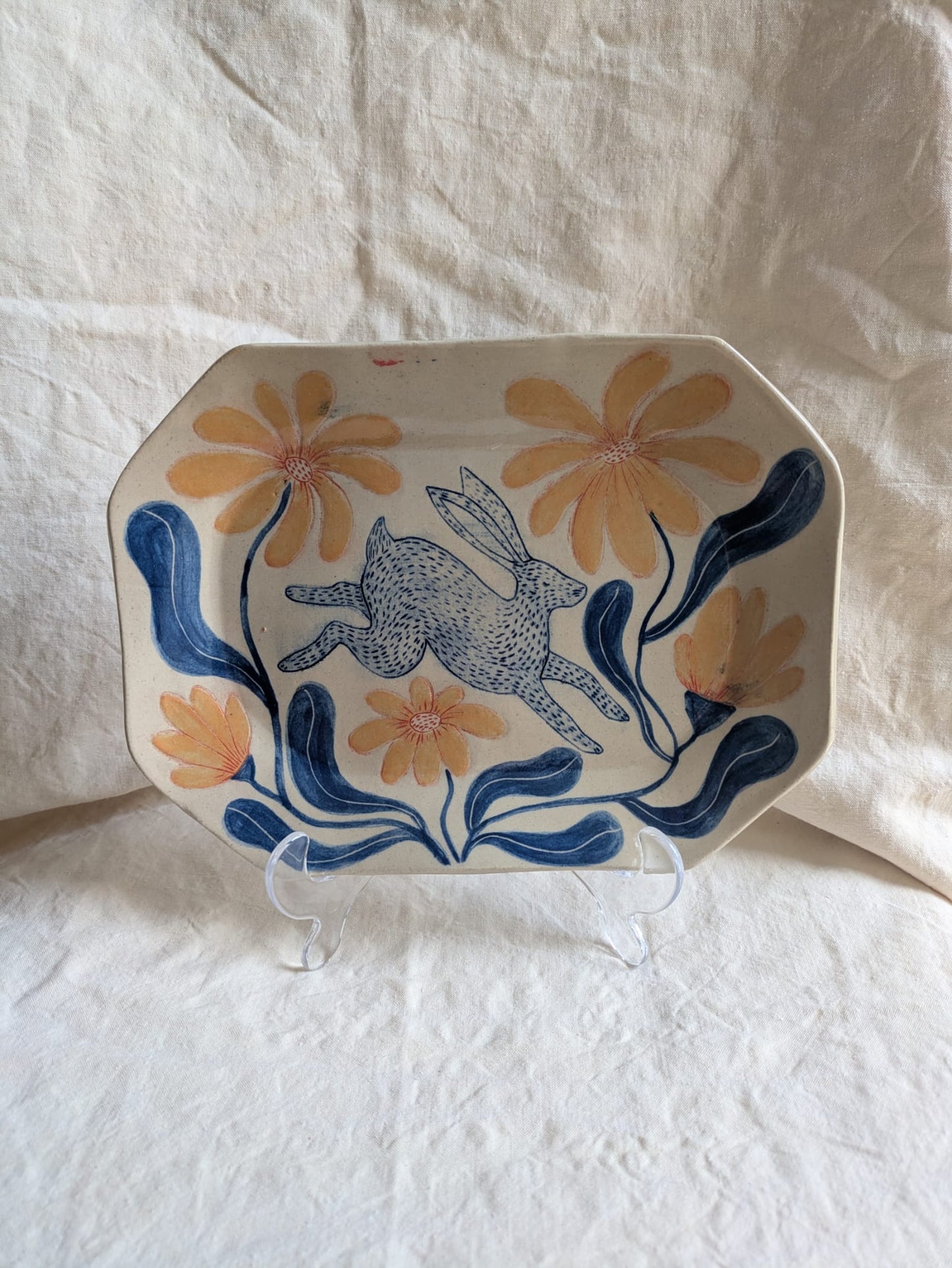 Louise Hick - Stoneware Octagon hand painted plate