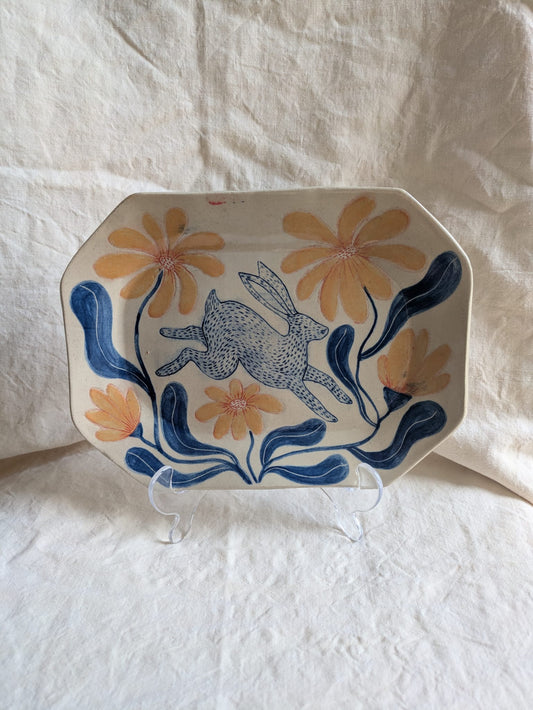 Louise Hick - Stoneware Octagon hand painted plate