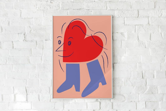 Lottie Hall - A3 Fine Art Print - Heart Boots