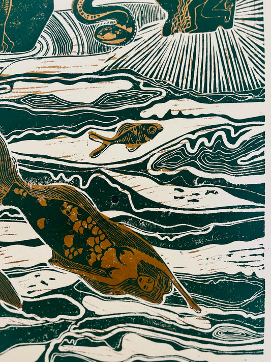 Wild North X Large Linocut Print ‘Folklore'