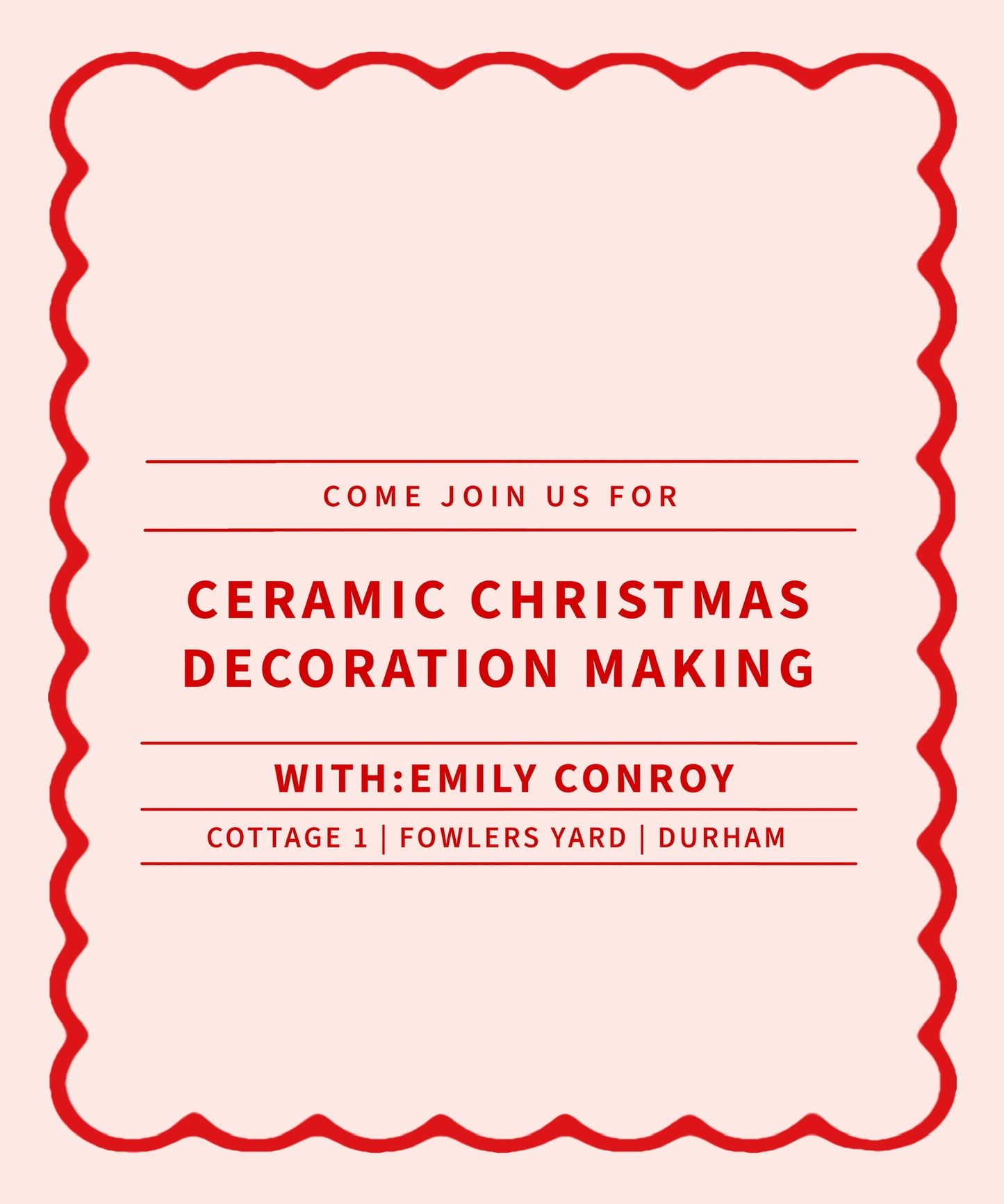 Ceramic Christmas Decoration Workshop with Emily Conroy - November 14