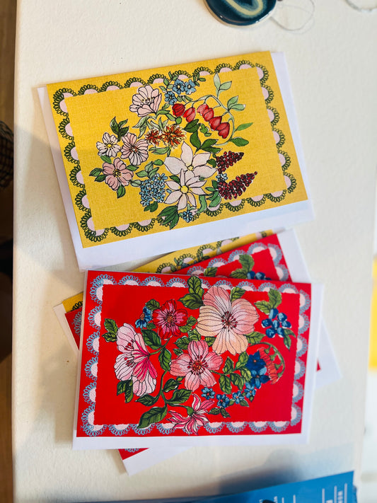 6 pack April 11 Flower greetings card