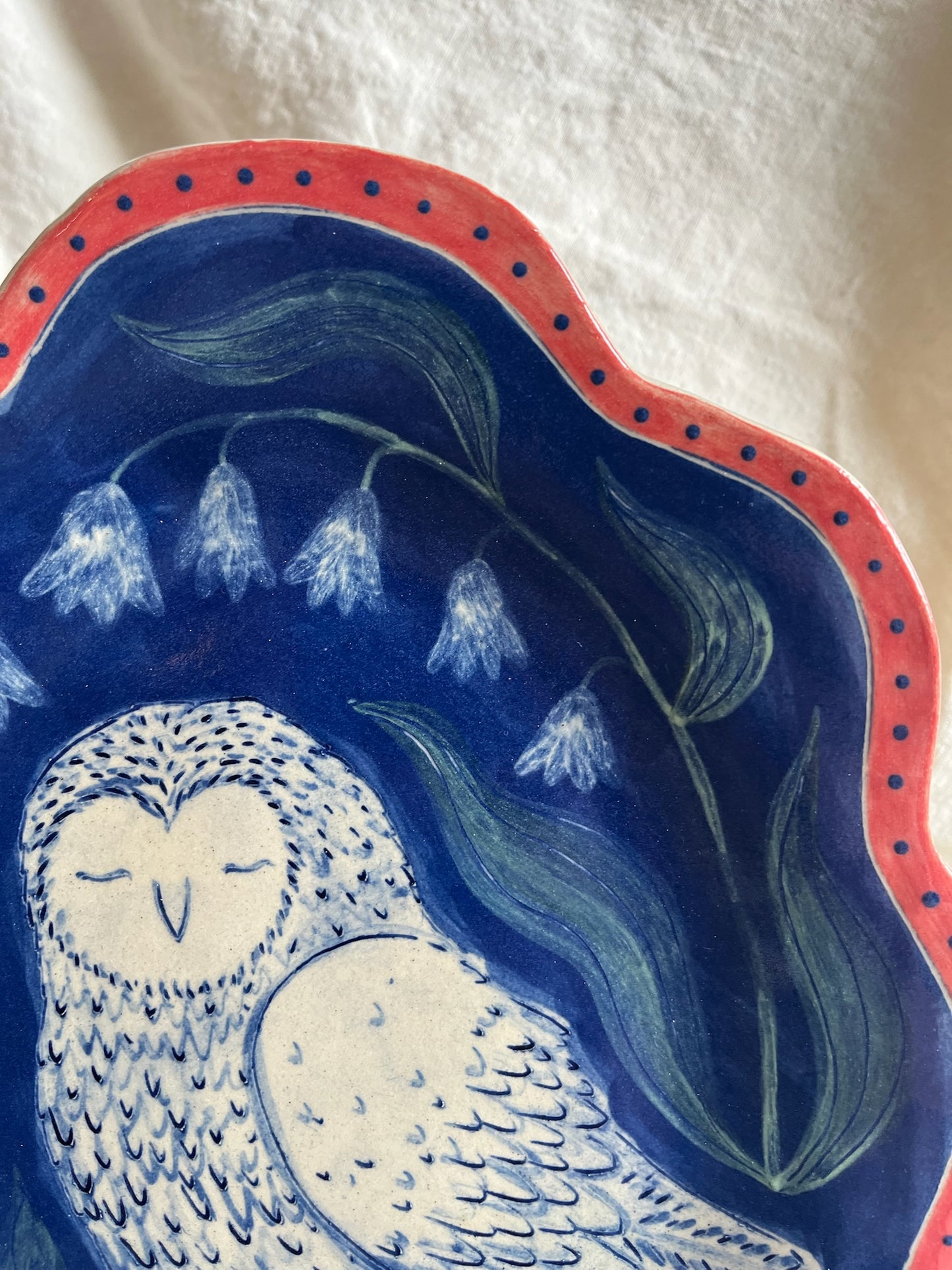 Louise Hick - Stoneware scalloped hand painted plate