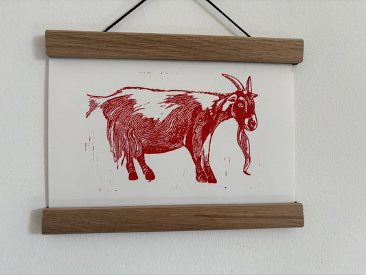 Wild North Linocut Print 'Bearded Goat'