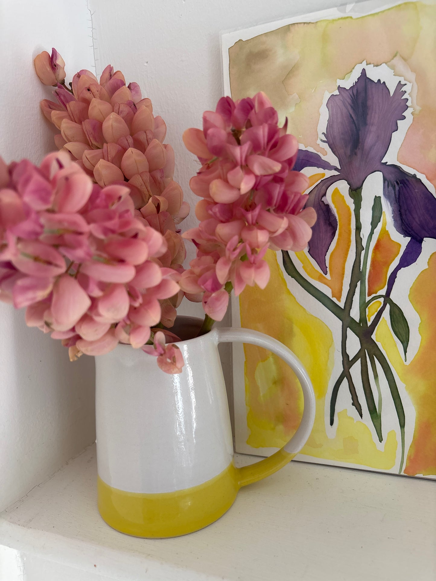 Emily Conroy Ceramics - Large Milk Jug with Yellow Bottom
