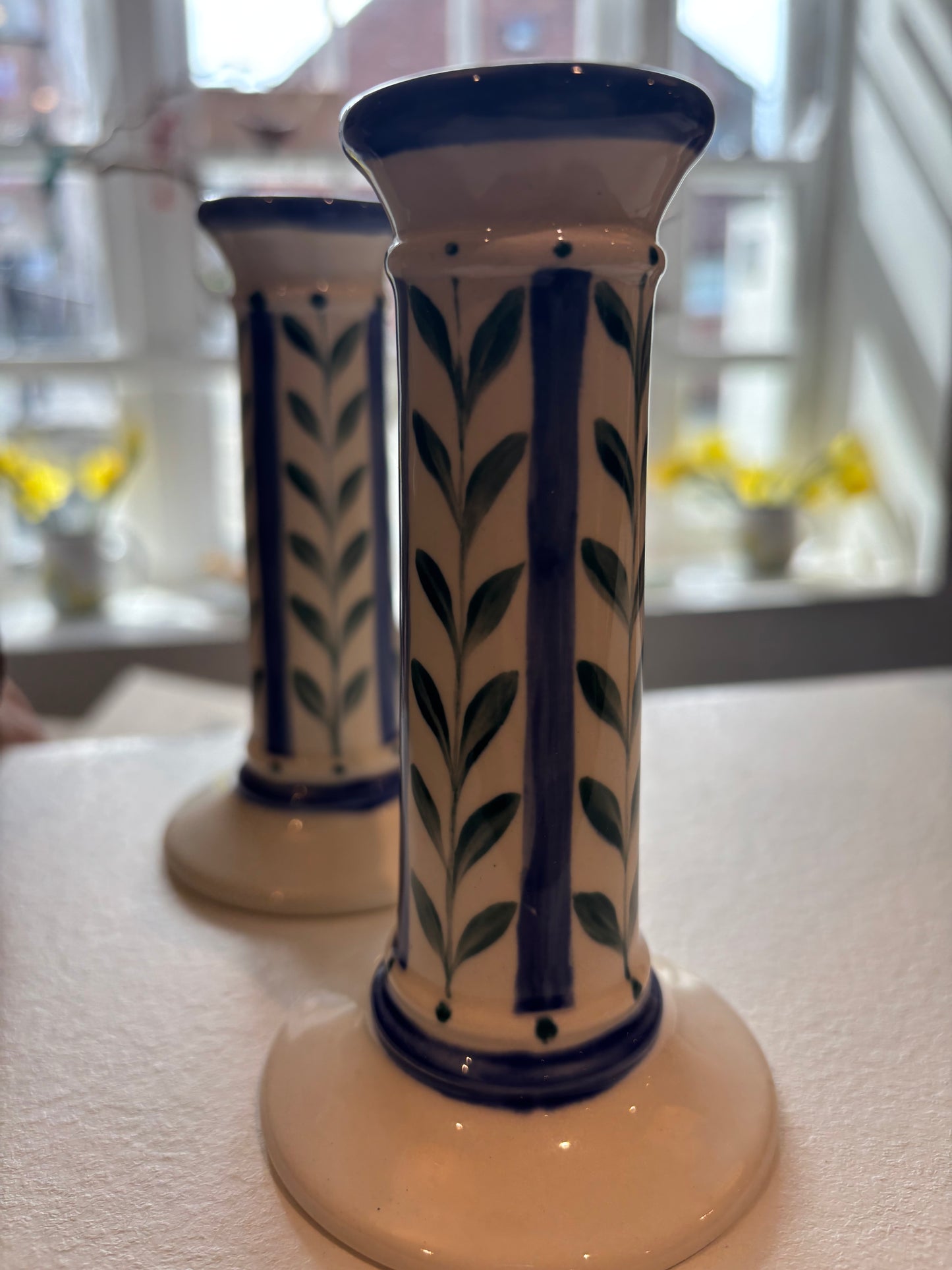 Florrie & Wren - Ceramic Blue Vine Candlestick