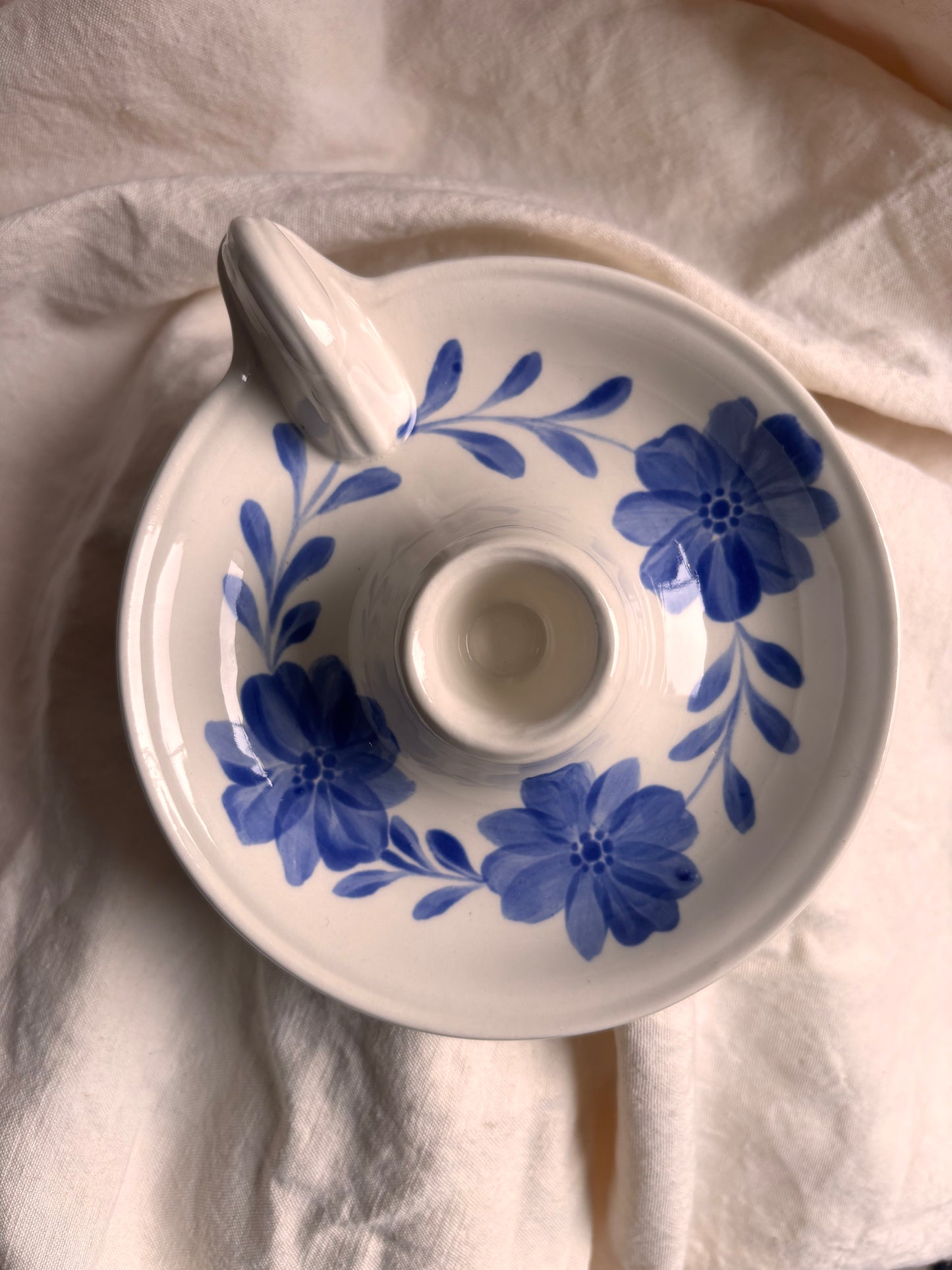 Florrie & Wren - Ceramic Blue Flower Candlestick