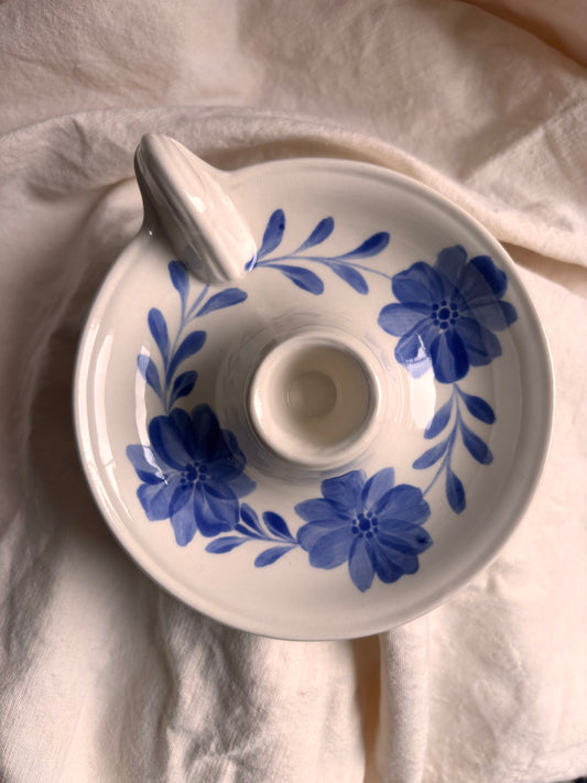 Florrie & Wren - Ceramic Blue Flower Candlestick