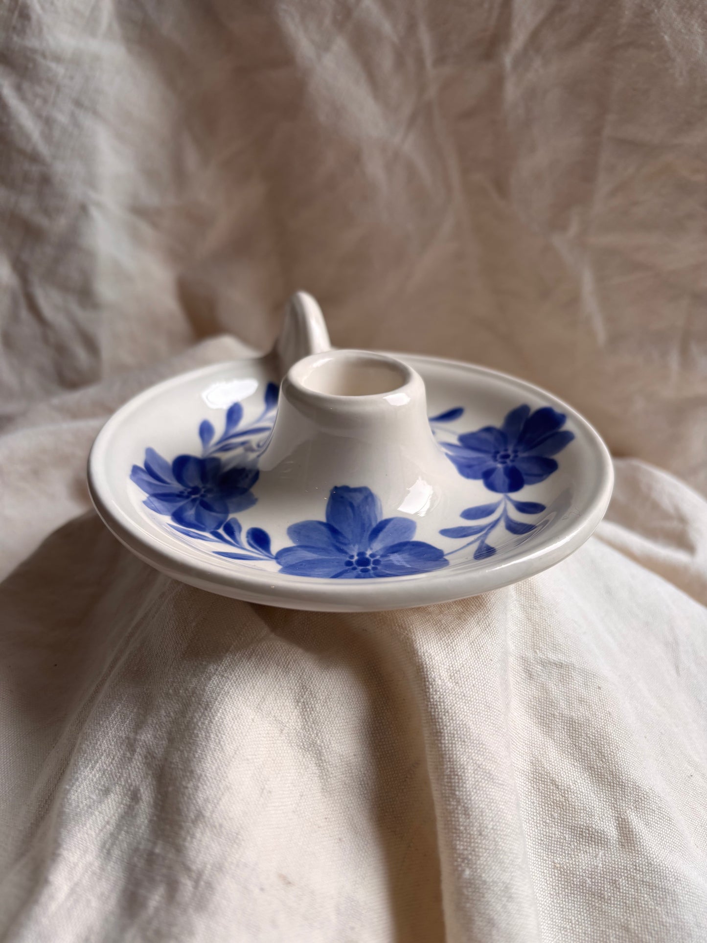 Florrie & Wren - Ceramic Blue Flower Candlestick