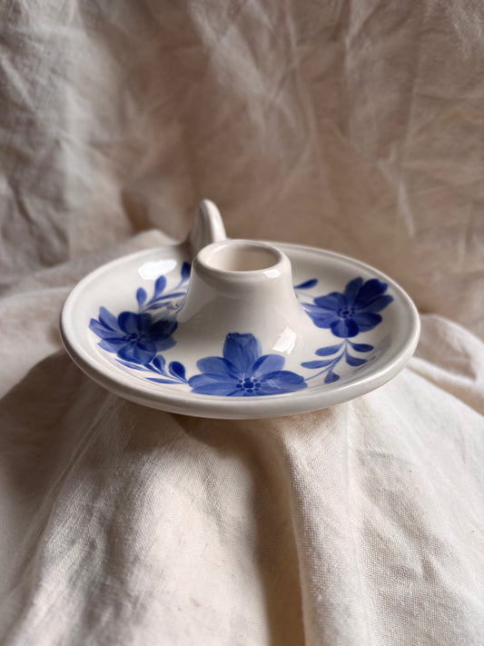 Florrie & Wren - Ceramic Blue Flower Candlestick