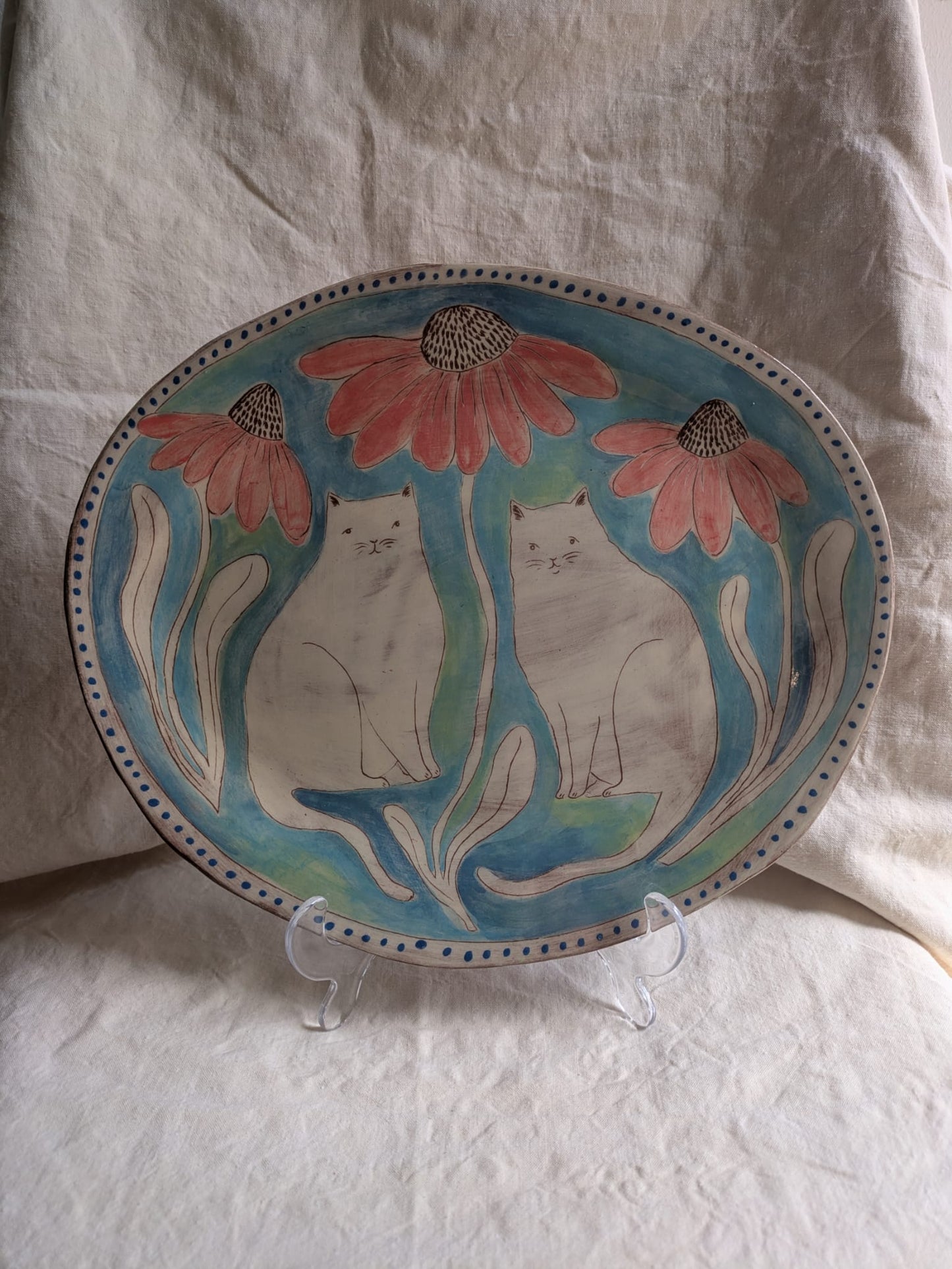 Louise Hick - Large Stoneware Serving Plate, Cat