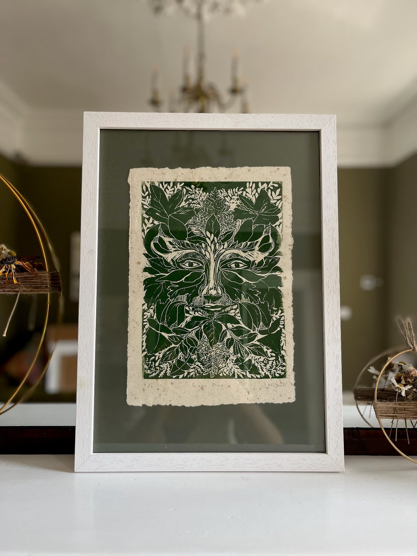 Wild North - Green Man Hand Printed Linocut