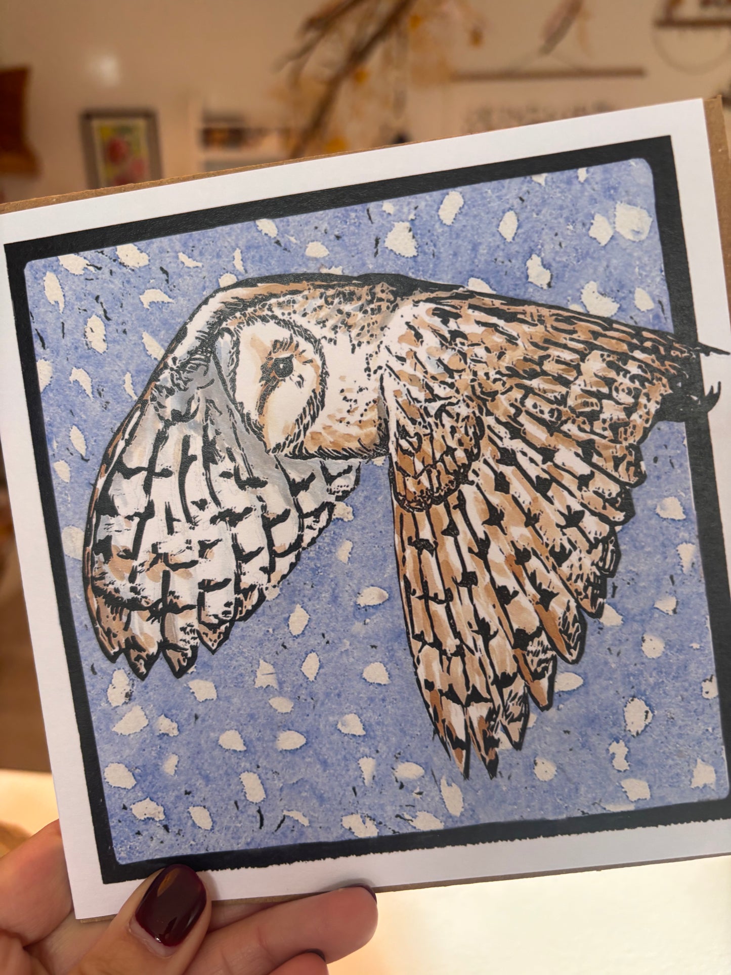 Sarah Cemmick - Lino Cut Art Card -Winter Luna