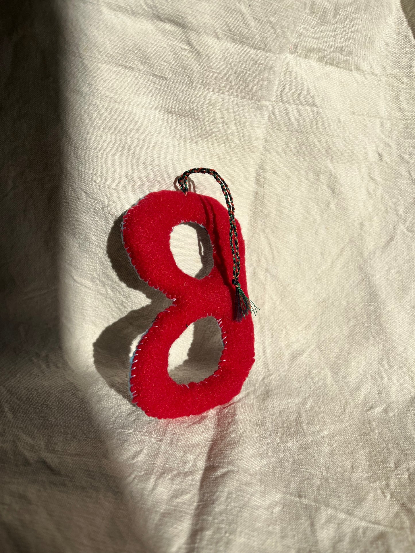 Laura May - Hand-embroidered Alphabet Letter - Christmas Decoration