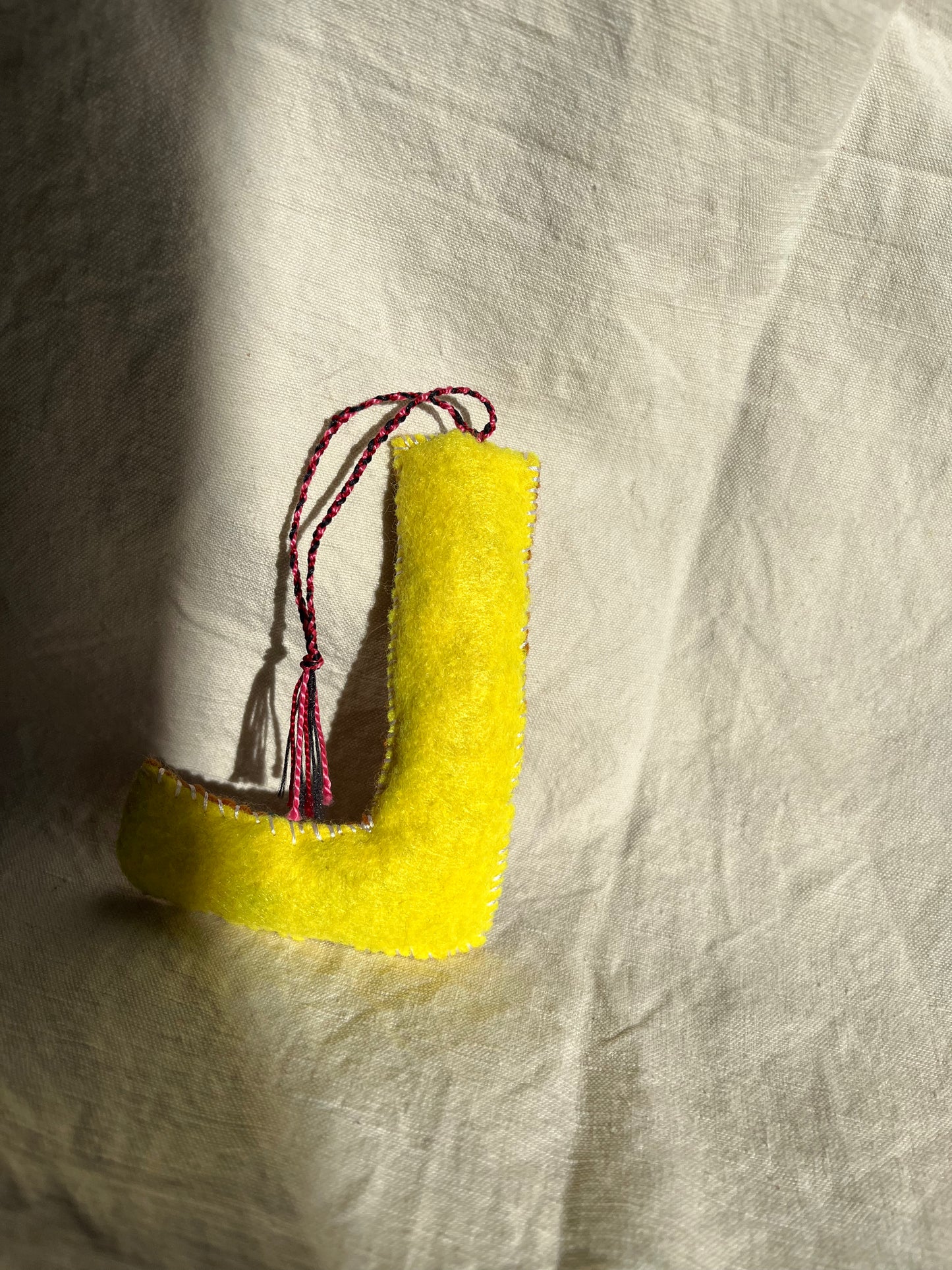 Laura May - Hand-embroidered Alphabet Letter - Christmas Decoration