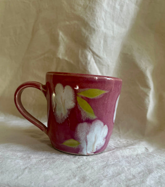 Ceramics by Kat - Pink Flower Mug