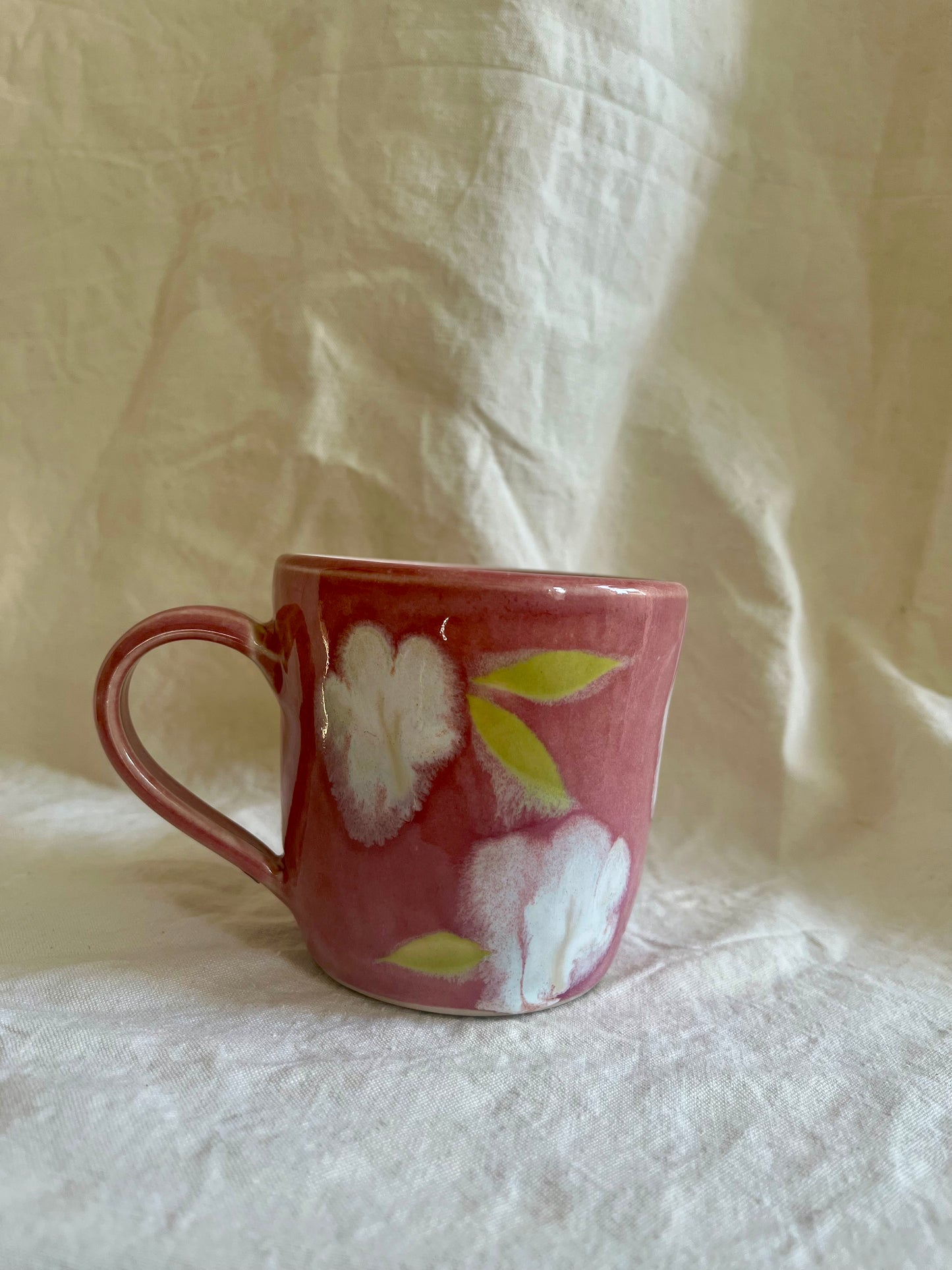 Ceramics by Kat - Pink Flower Mug