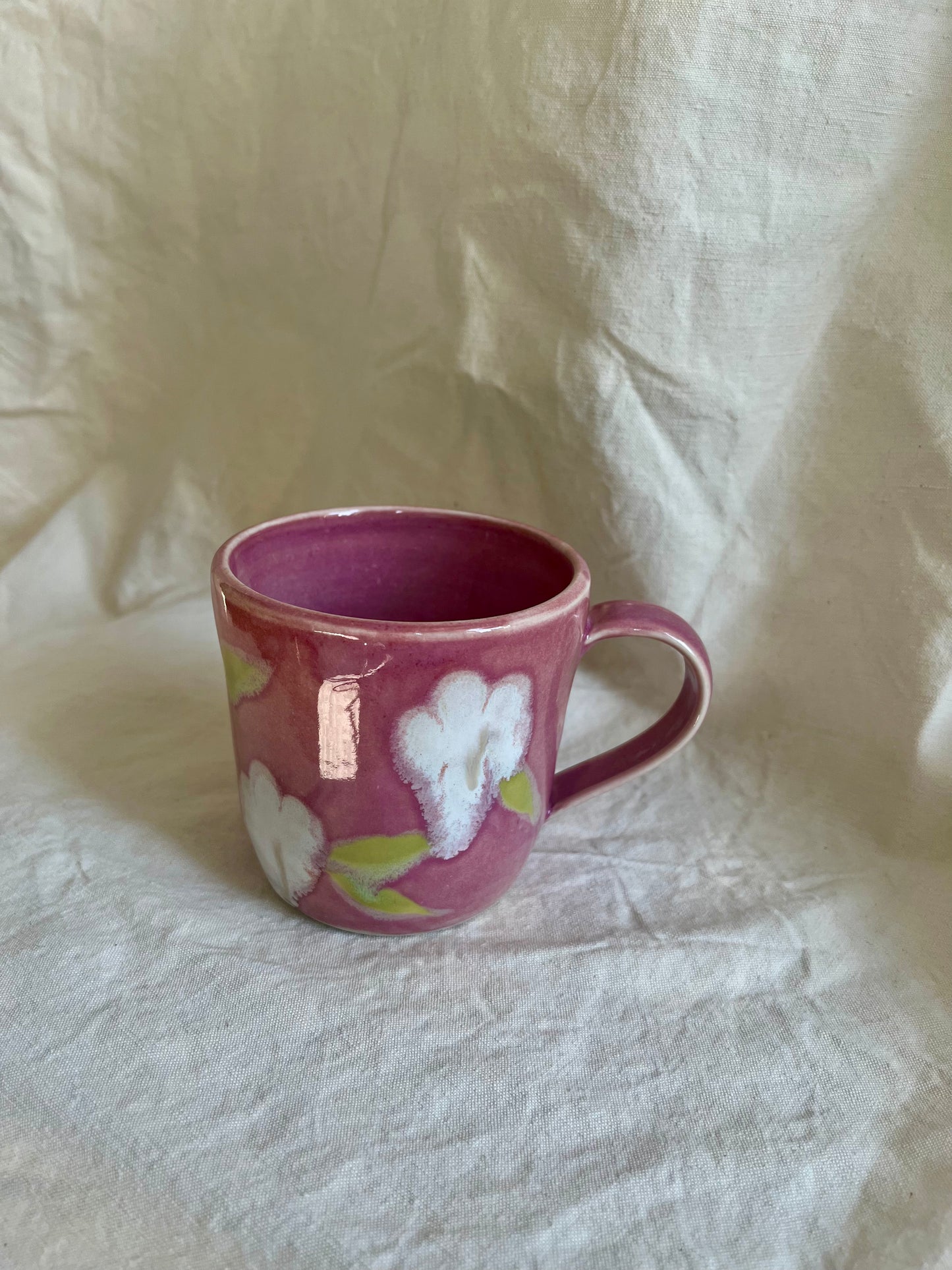 Ceramics by Kat - Pink Flower Mug