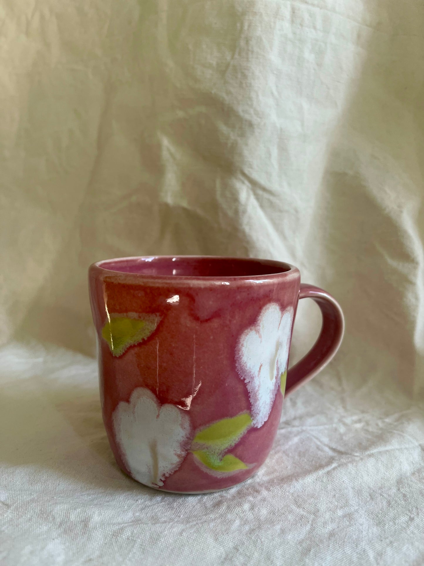 Ceramics by Kat - Pink Flower Mug