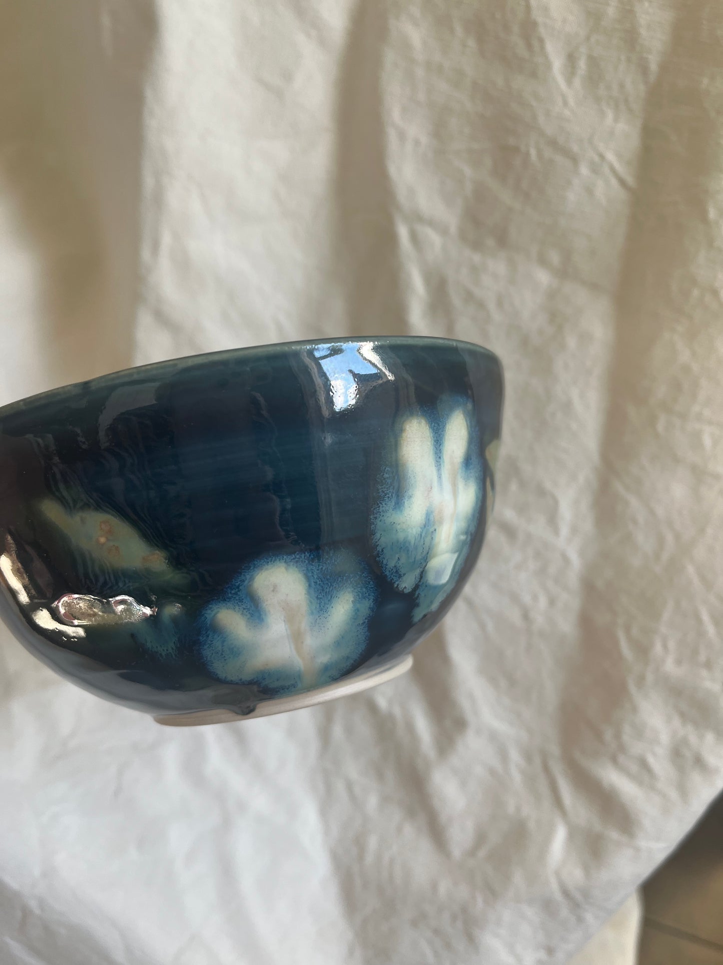 Ceramics by Kat - Storm Honey Flowers Porridge Bowl