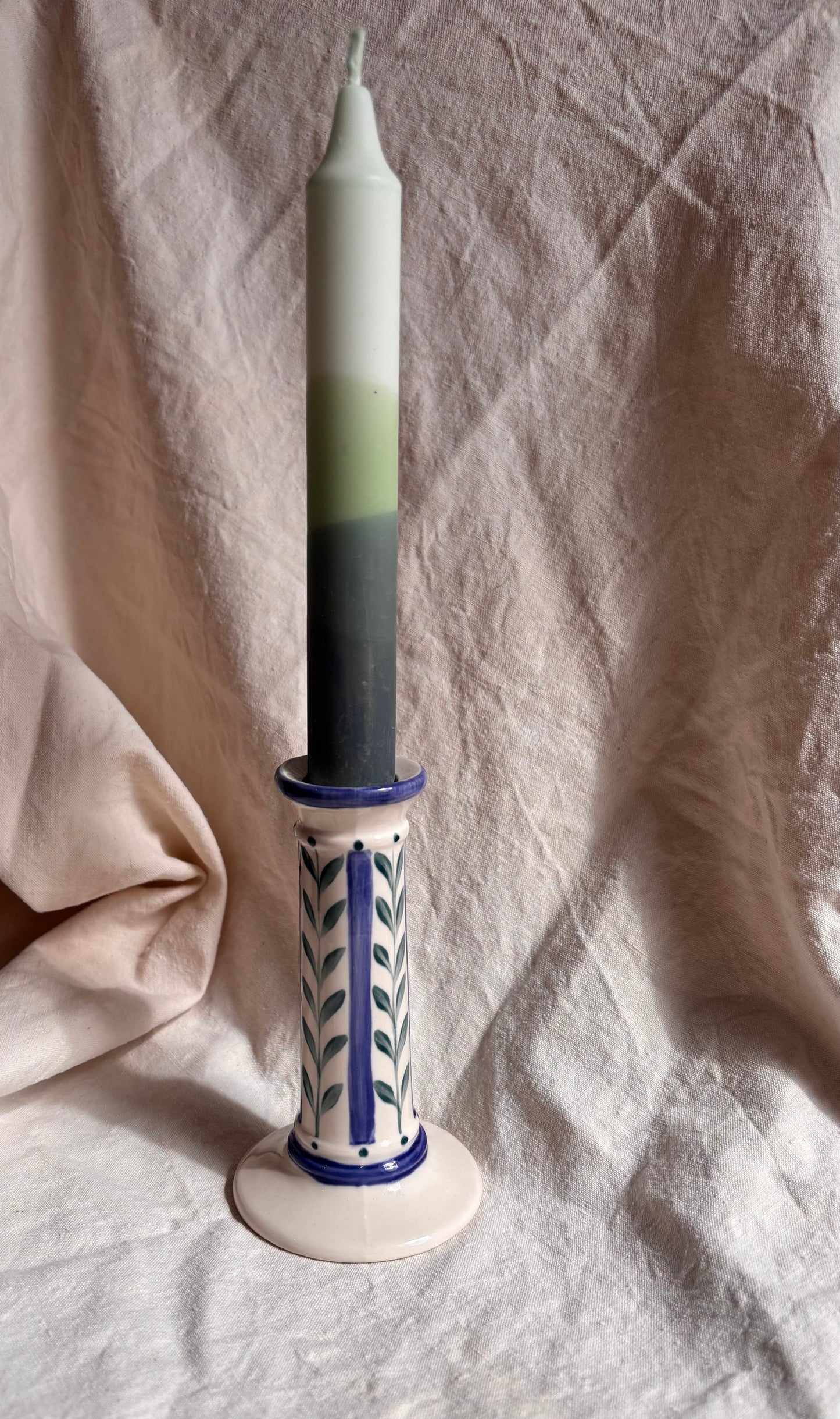 Florrie & Wren - Ceramic Blue Vine Candlestick