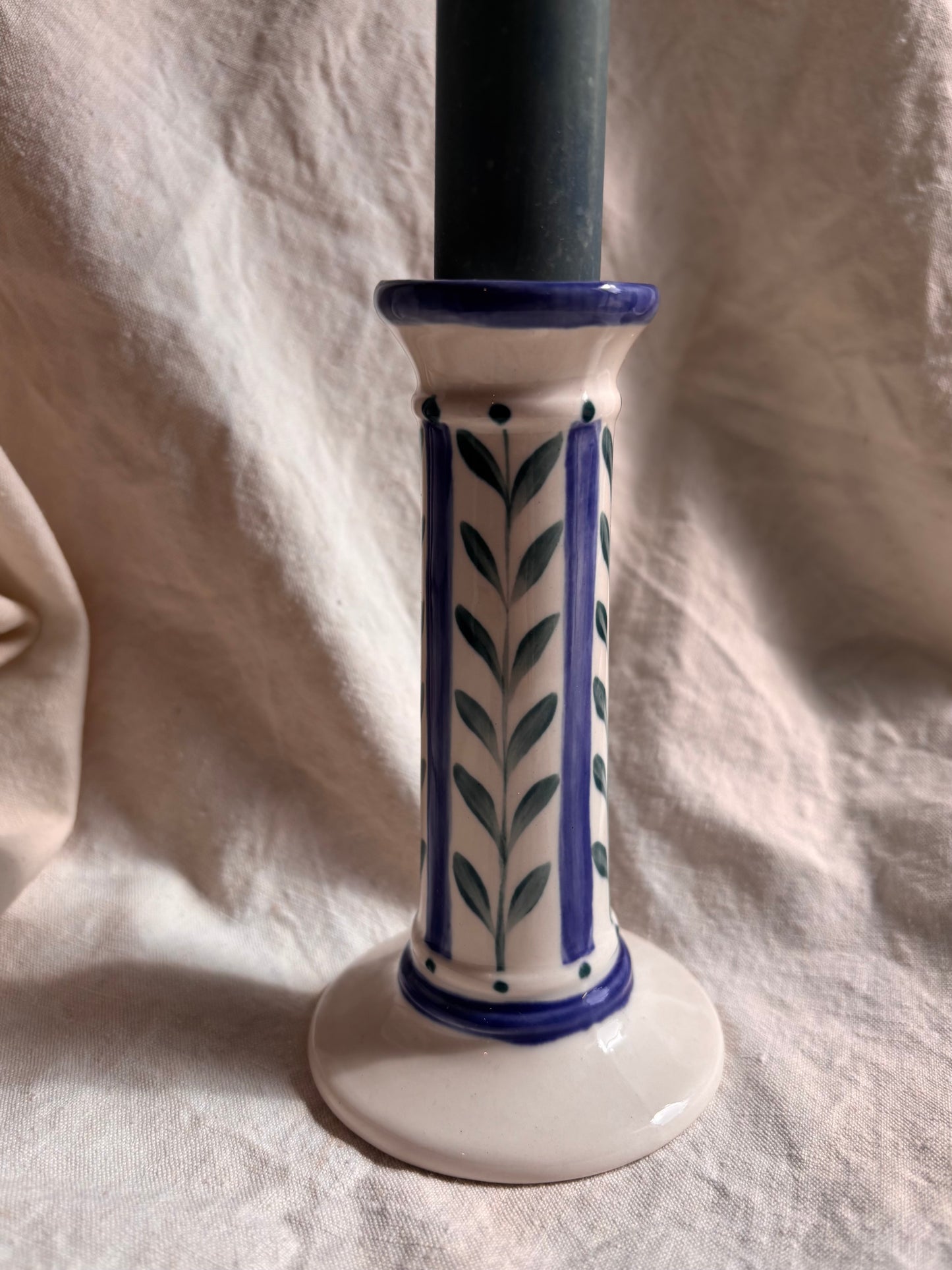 Florrie & Wren - Ceramic Blue Vine Candlestick