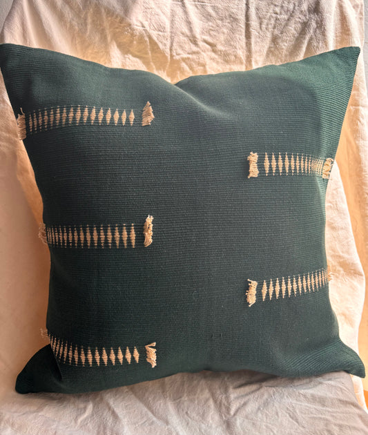 Senyu- Handwoven Cushion in Forest Green