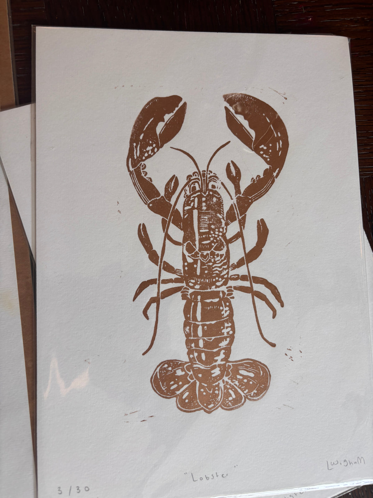 Wild North - Lobster Hand Printed A4 Linocut