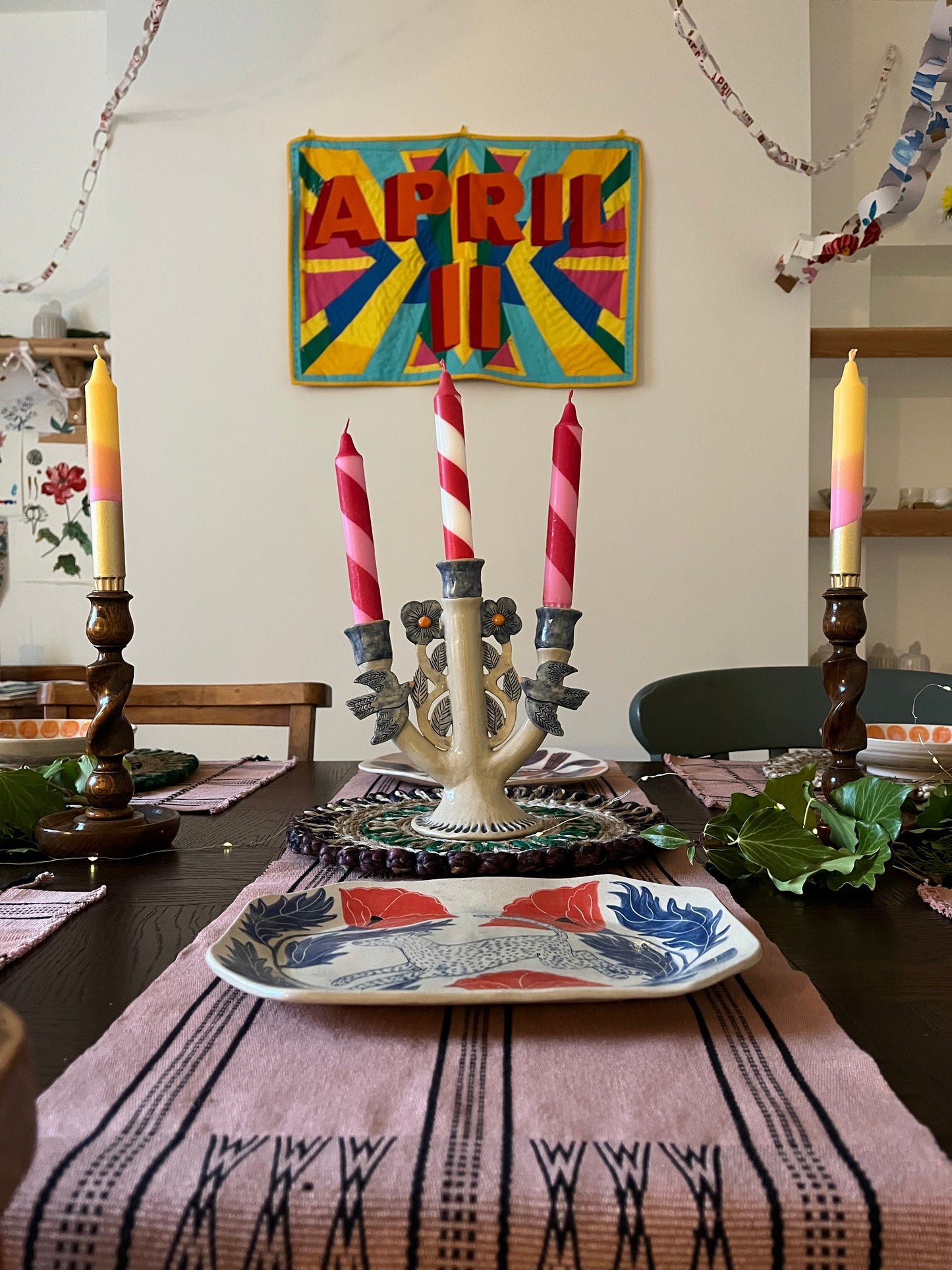 Louise Hick - Stoneware Octagon hand painted plate