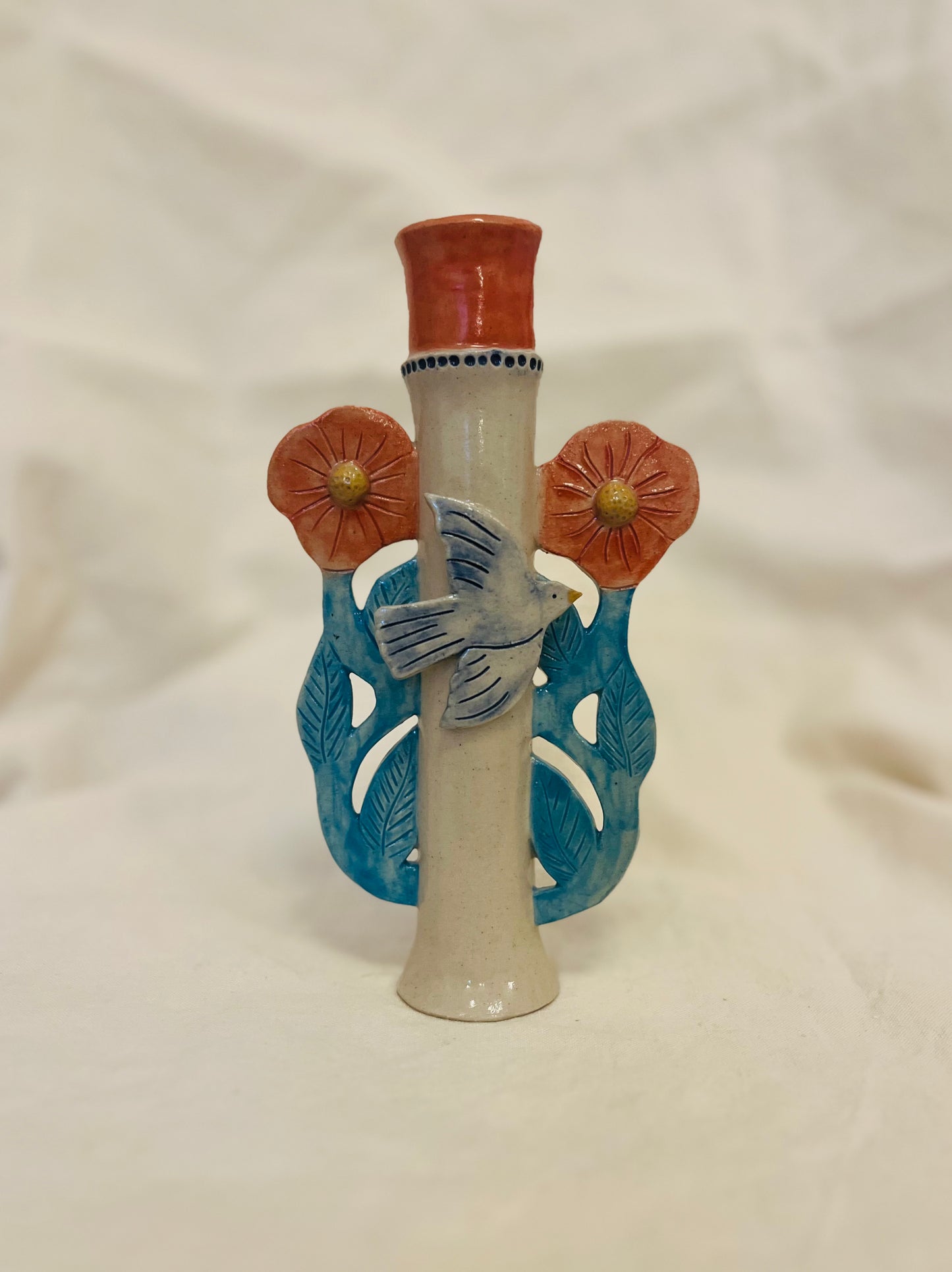 Louise Hick Ceramics - Single Stem Bird Candle Holder