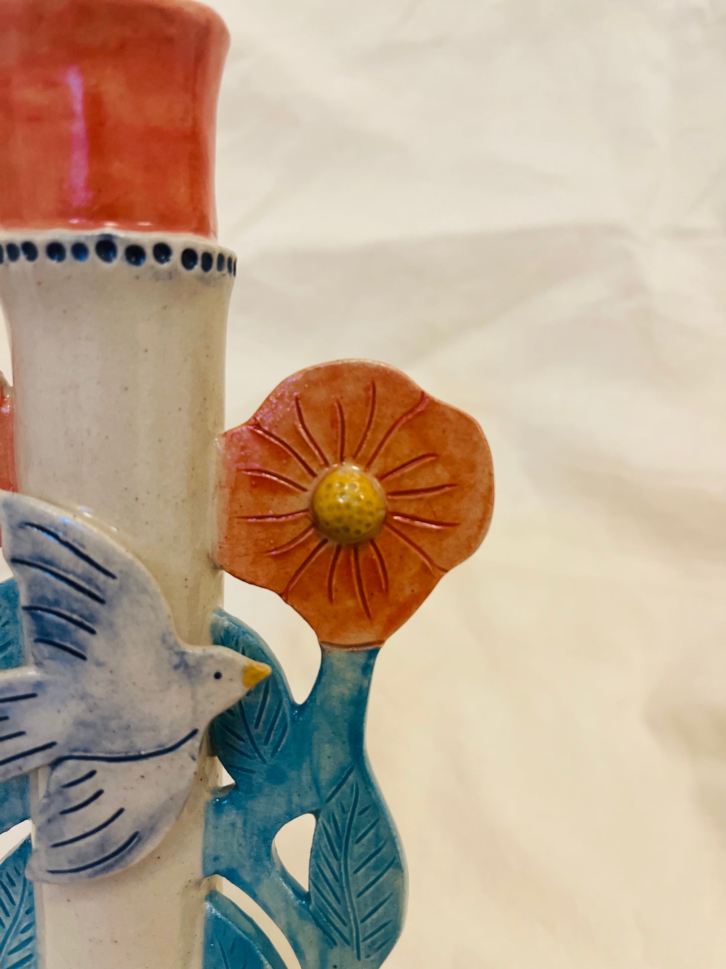 Louise Hick Ceramics - Single Stem Bird Candle Holder