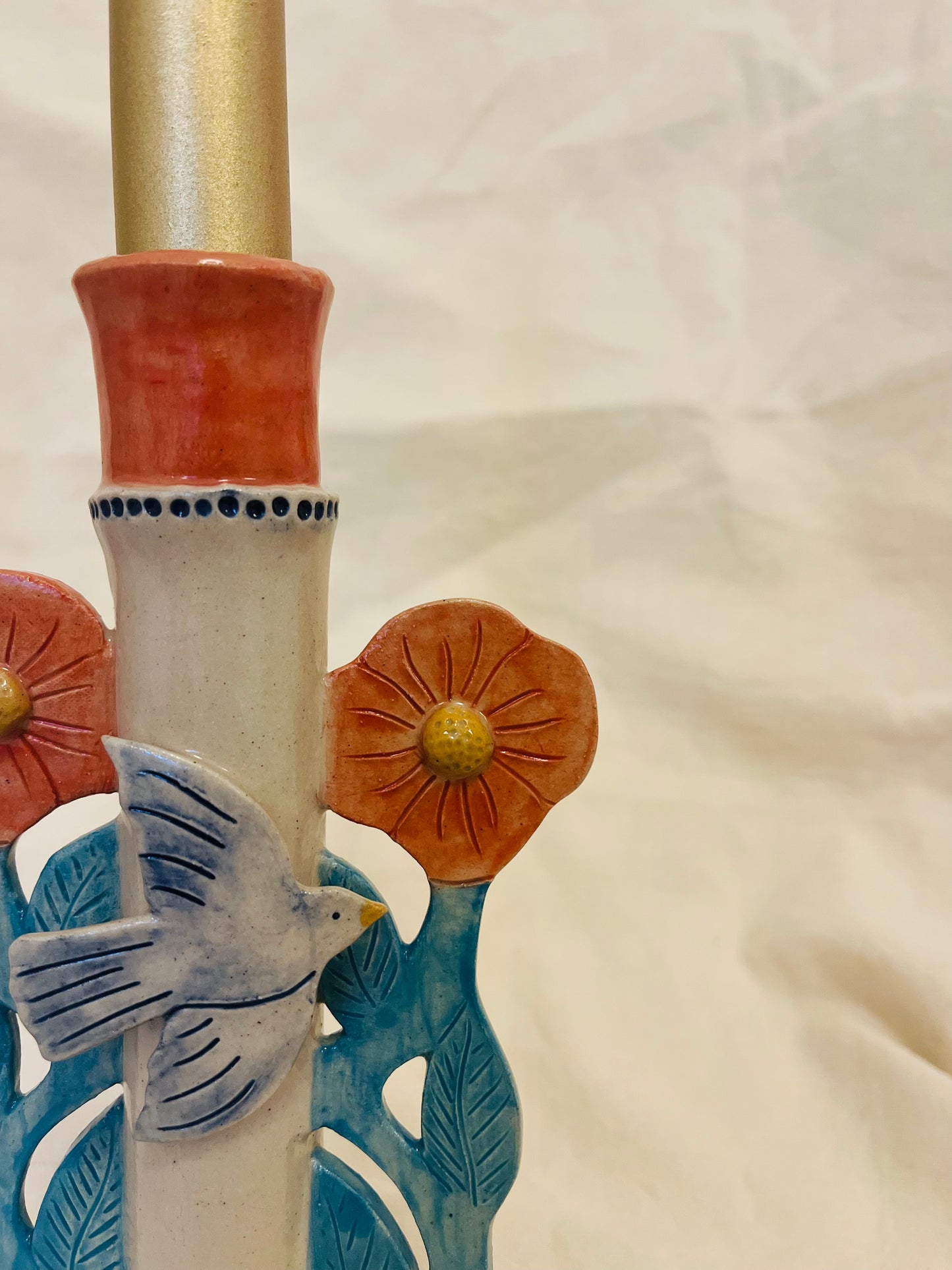 Louise Hick Ceramics - Single Stem Bird Candle Holder