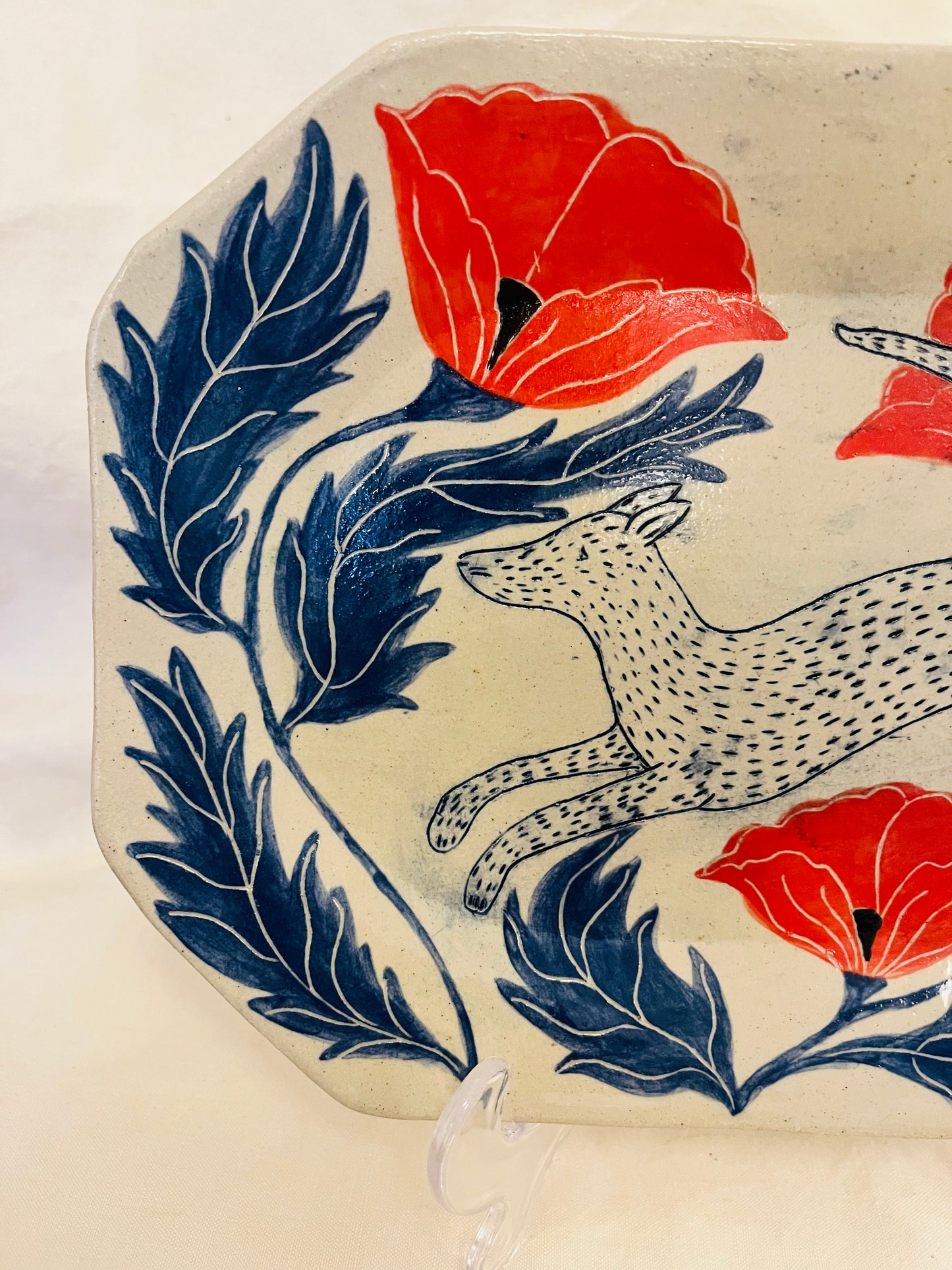 Louise Hick - Stoneware Octagon hand painted plate