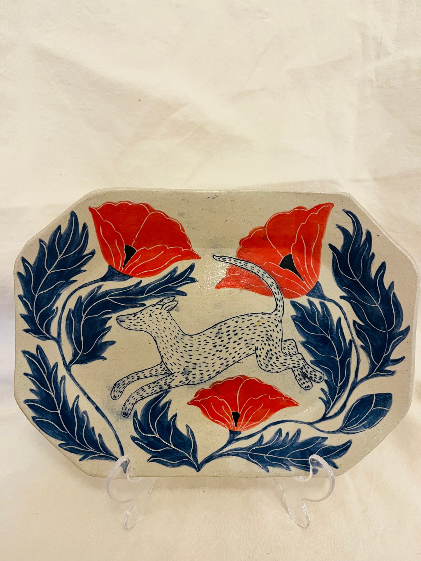 Louise Hick - Stoneware Octagon hand painted plate