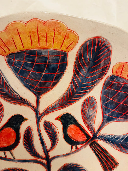 Louise Hick - Stoneware hand painted decorative bird plate