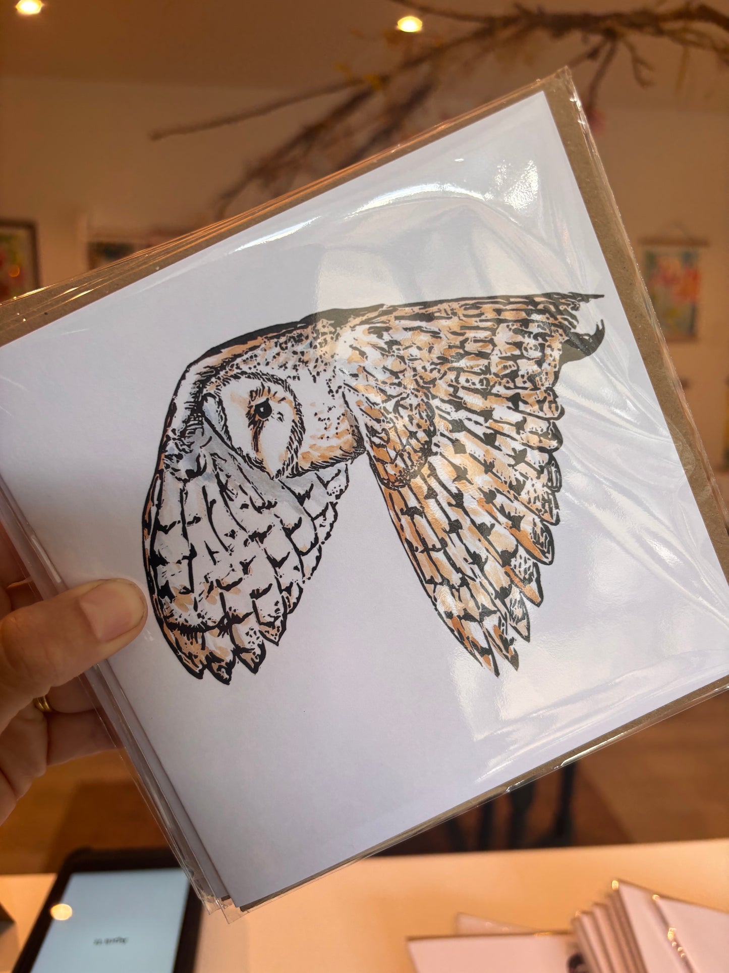 Sarah Cemmick - Lino Cut Art Card - Lady Luna (Owl)